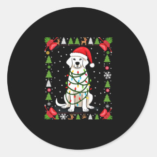 Adesivo Redondo Cachorro Boxer Branco Suéter Feio De Natal Funny X