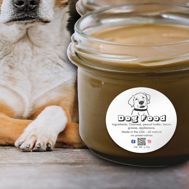 Adesivo Redondo Cachorro branco caseiro trata comida de estimação (Criador carregado)