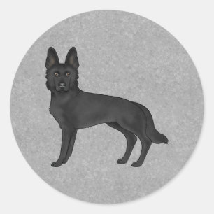 Adesivo Redondo Cachorro-branco-German shepherd preto em pé