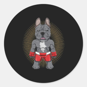 Adesivo Redondo Cachorro Brave French Bulldog Fighter