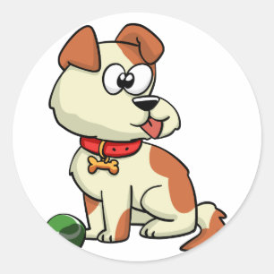Adesivo Redondo Cachorro brincando com bola   escolher cor de fund