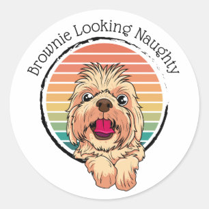 Adesivo Redondo Cachorro Brownie Parecendo Nojento