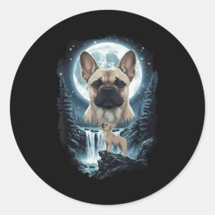 Adesivo Redondo Cachorro bulldog francês uivando para a lua meme 9