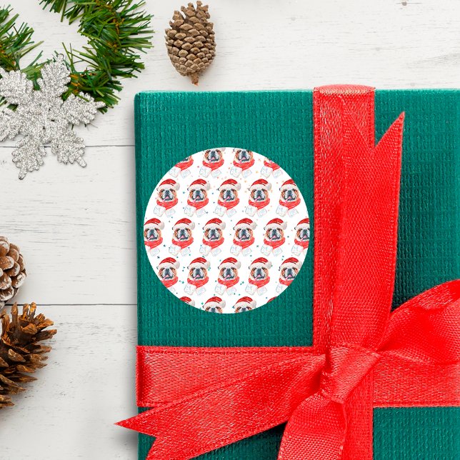 Adesivo Redondo Cachorro-Bulldog Inglês - Natal (Criador carregado)