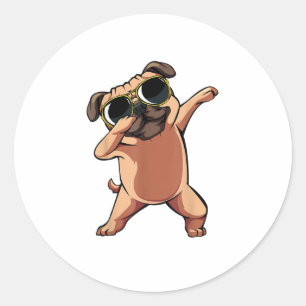 Adesivo Redondo Cachorro Cachorro Cachorro Dançarino Engraçado Eng