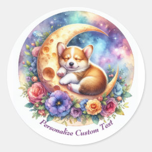 Adesivo Redondo Cachorro Cachorro Cachorro Personalizado Dormindo 
