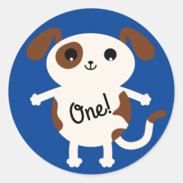 Adesivo Redondo Cachorro Cachorro Corado Tema de Festa de aniversá