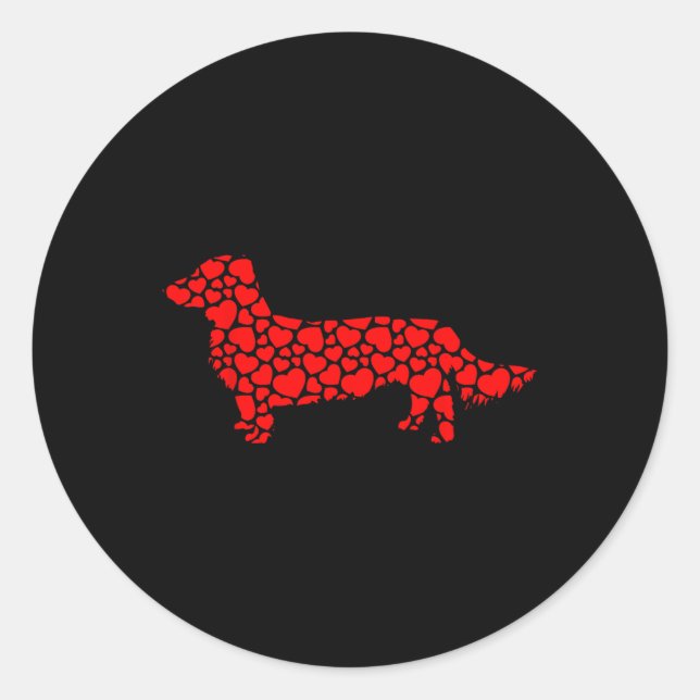 Adesivo Redondo Cachorro Cachorro Curto Silhueta Coração Va (Frente)
