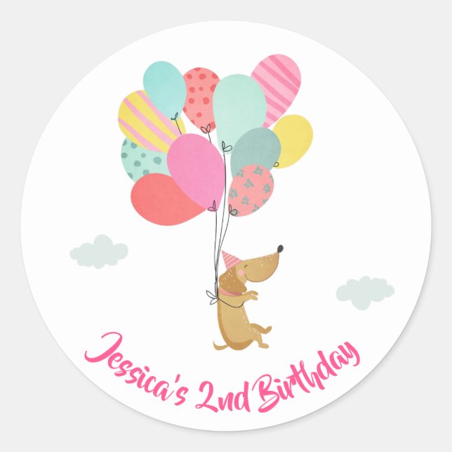 Adesivo Redondo Cachorro Cachorro Envelope Vestido Vestido Vestido (Frente)