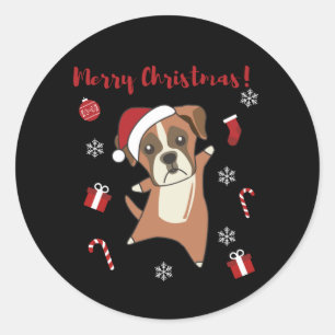 Adesivo Redondo Cachorro Cachorro Natal Neve Cães de inverno