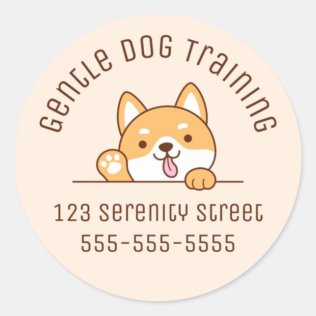 Adesivo Redondo Cachorro-Cachorro Shiba Inu Corgi Peeking Beige (Frente)