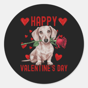 Adesivo Redondo Cachorro Cachorro Vermelho Casais Feliz Valente