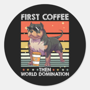 Adesivo Redondo Cachorro-Café - Pet American Bully