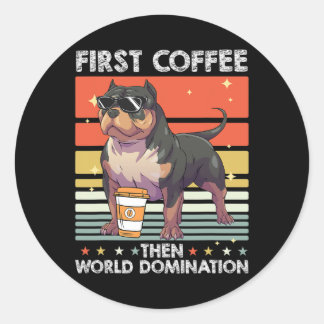 Adesivo Redondo Cachorro-Café - Pet American Bully