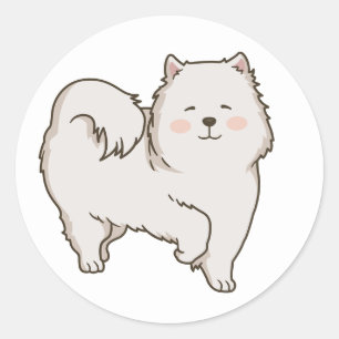 Adesivo Redondo Cachorro Cartoon Engraçado do Eskimo Americano Mãe