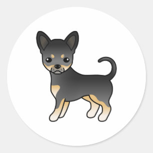 Adesivo Redondo Cachorro Casaco Chihuahua, Negro E Suave