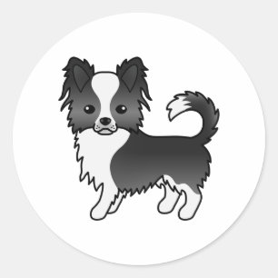 Adesivo Redondo Cachorro Casaco Chihuahua, preto e branco,