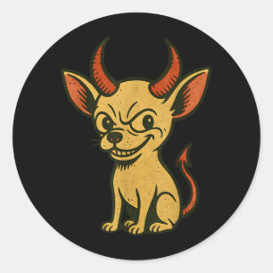 Adesivo Redondo Cachorro Chihuahua engraçado de Halloween