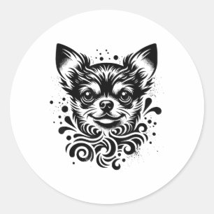Adesivo Redondo Cachorro Chinhuahua Cachorro Cachorro Vintage Tatu