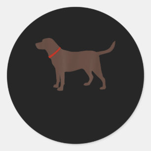 Adesivo Redondo Cachorro Chocolate Labrador Cão Silhouette
