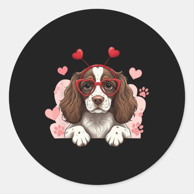 Adesivo Redondo Cachorro Cocker Spaniel Inglês Faixa para a Cabeça (Frente)