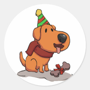 Adesivo Redondo Cachorro com desenho animado de festa   escolher c
