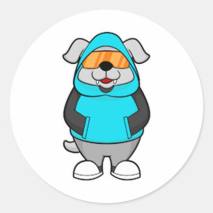 Adesivo Redondo Cachorro com óculos de sol