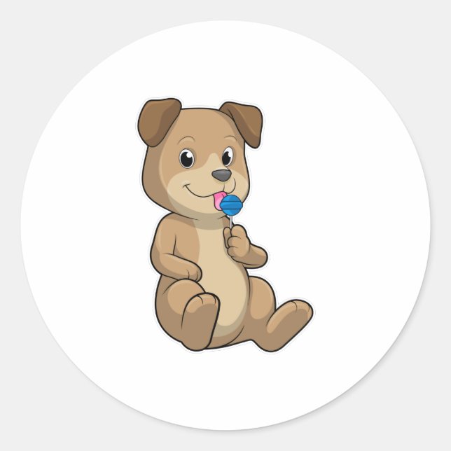 Adesivo Redondo Cachorro com Sweet Lollipop (Frente)