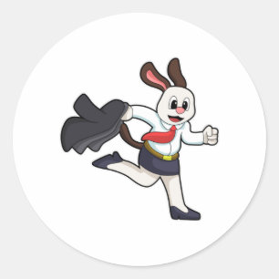 Adesivo Redondo Cachorro como secretário com saia