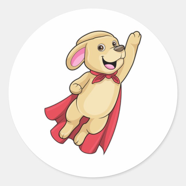 Adesivo Redondo Cachorro como super-herói com Cabo (Frente)