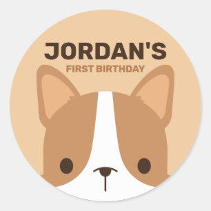 Adesivo Redondo Cachorro Corgi Corgento com Nome Personalizado
