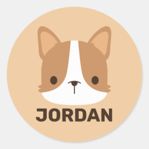 Adesivo Redondo Cachorro Corgi Corgento com Nome Personalizado