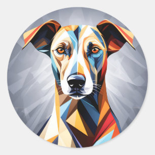 Adesivo Redondo Cachorro Cubista Moderno Geométrico