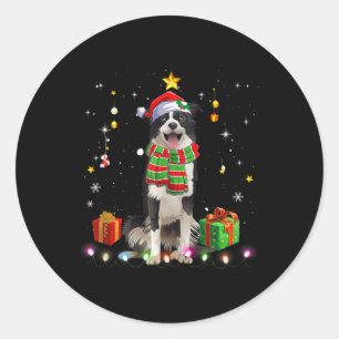 Adesivo Redondo Cachorro-da-borda Cachorro Árvore de Natal Cachorr
