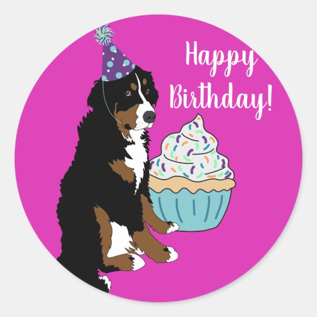 Adesivo Redondo Cachorro da Montanha Bernese (Frente)