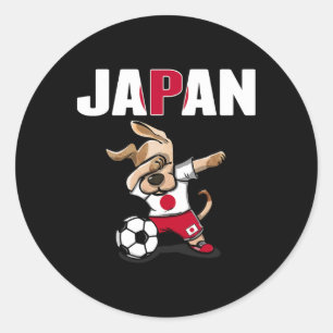 Adesivo Redondo Cachorro Dabbing Japão Torcedores de Futebol Camis