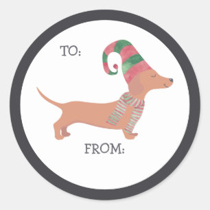 Adesivo Redondo Cachorro Dachshund Natal