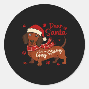 Adesivo Redondo Cachorro Dachshund Querido Papai Noel É Uma Longa