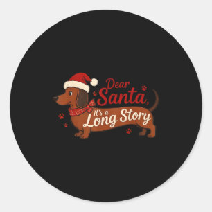 Adesivo Redondo Cachorro Dachshund Querido Papai Noel É Uma Longa 