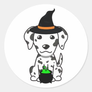 Adesivo Redondo Cachorro dalmaciano engraçado é uma bruxa