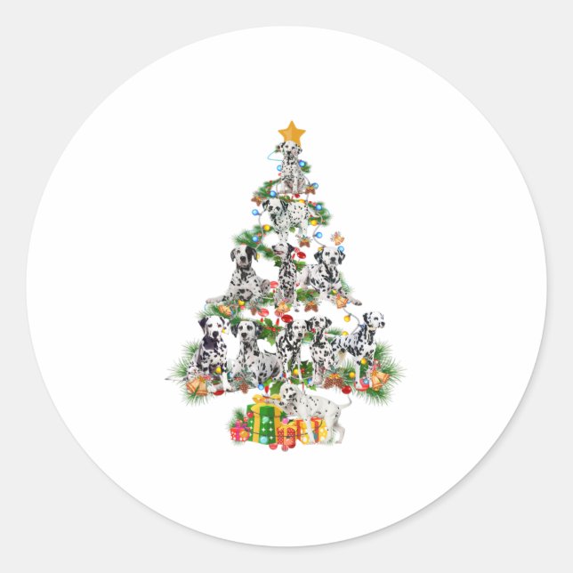Adesivo Redondo Cachorro Dalmaciano Engraçado Feliz Natal Tre (Frente)