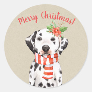 Adesivo Redondo Cachorro Dálmata do Natal País Festa Costume