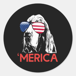 Adesivo Redondo Cachorro de aposta Merica Bandeira americana 4 de