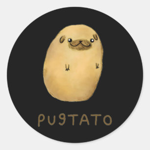 Adesivo Redondo Cachorro de Batata Dando Cueca Engraçada