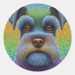 Adesivo Redondo Cachorro de Bolinhas Colorida Schnauzer