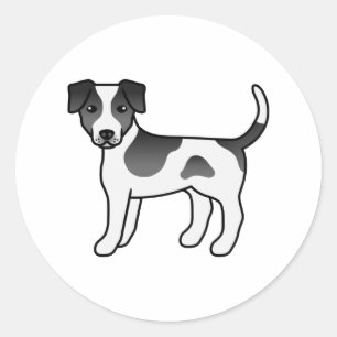 Adesivo Redondo Cachorro De Cachorro Negro E Branco, Dinamarquês-