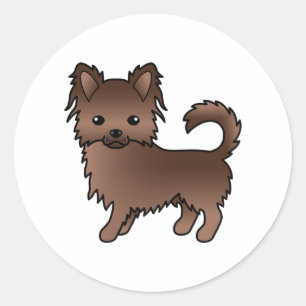 Adesivo Redondo Cachorro de Cartografia de Chocolate Longo Casaco 