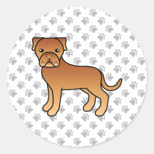Adesivo Redondo Cachorro de Cartoon Cachorro De Bordeaux