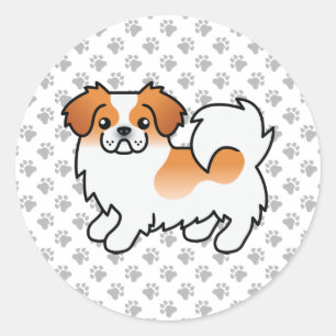 Adesivo Redondo Cachorro de Cartoon Toon Tibetano de cor vermelha