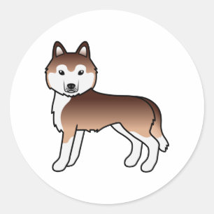 Adesivo Redondo Cachorro de Cartoons Cachorros Siberianos Husky